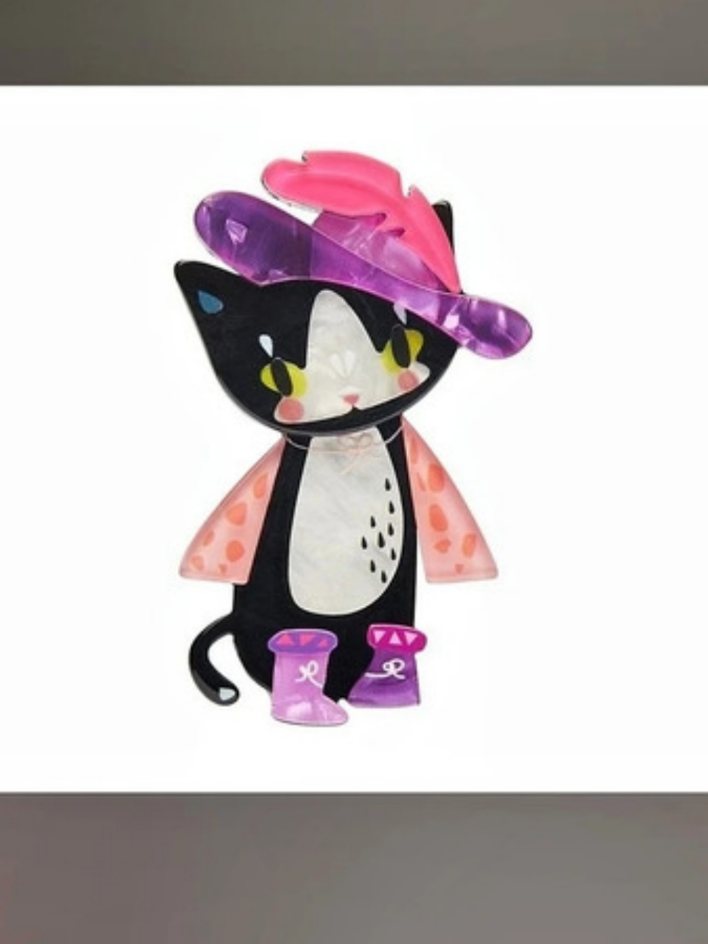 Erstwilder Bet Your Boots Brooch Black & Pink (No Box Or Storycard)